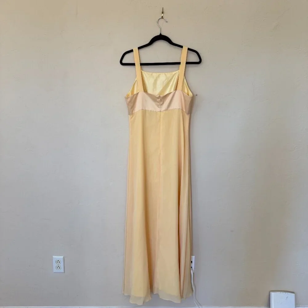 Papell Boutique Yellow Maxi Dress Formal Chiffon Prom Bridesmaid Dress 12 - Picture 6 of 9